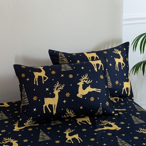 Ensemble de literie de Noël pas cher microfibre lit de Noël drap plat taies d'oreiller avec arbres de Noël cerfs motif housse de <span class=keywords><strong>couette</strong></span> ensemble - Product Image 4