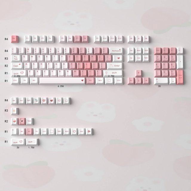 Love Heart Customized Keycaps Cute Keycaps Cherry Dye-sublimation PBT Keycaps for MX Switches Mechanical Keyboard Kit