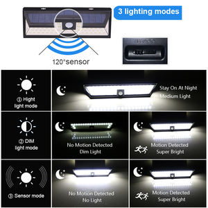 54 LEDウォールソーラーライト自動壁掛けランパラスソラーレスPirモーションセンサーソーラーガーデンライト屋外 - Product Image 4