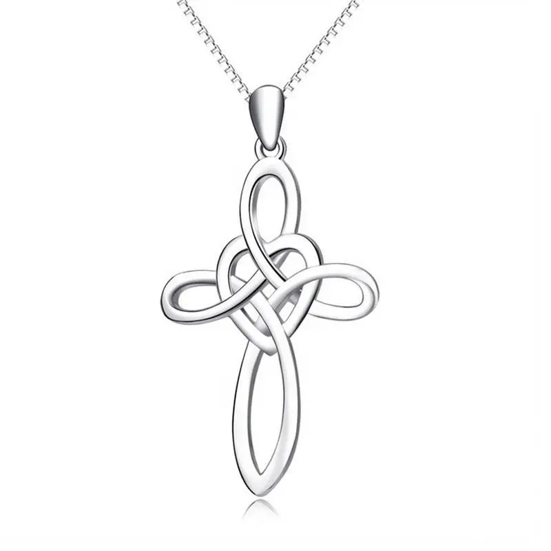 New S925 sterling silver love cross pendant cross-border minimalist girls necklace