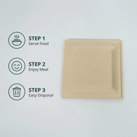 Assiettes carrées biodégradables jetables compostables, écologiques, blanches et brunes, en pâte de bambou pour les fêtes