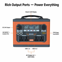Station d'alimentation portable XY MPX15 2000W 2160Wh 25.2V à onde sinusoïdale pure 800W, double entrée solaire, 4 prises AC, USB-C 65W, aviation 24V XT90, LED SOS