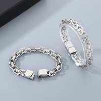 Bracelet de mariage punk en acier inoxydable à double rangée VEROMCA avec fermoir magnétique creux