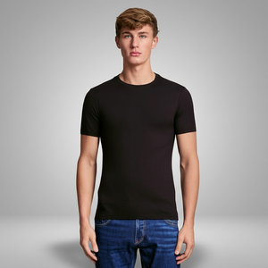 T-shirt de compression personnalisé pour homme, impression sérigraphique, col rond, manches courtes, tricoté, vente en gros d'usine - Product Image 3
