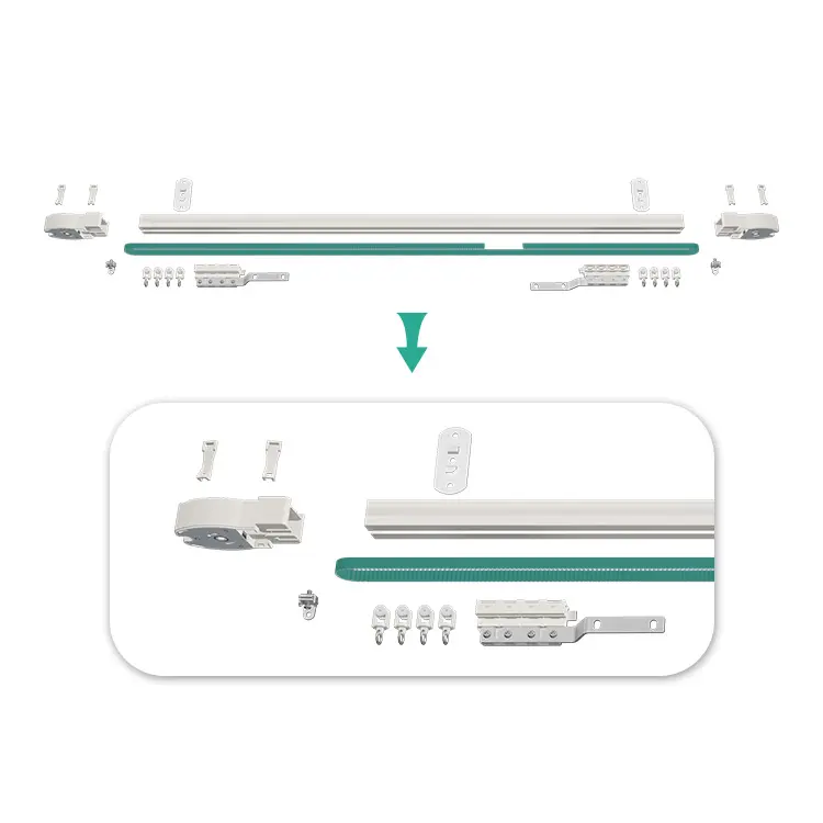 Sistema doméstico inteligente riel de cortina de aluminio personalizable motorizado eléctrico Trietex Riel de aluminio