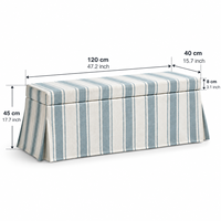 Housse de banc d'extérieur durable et résistante, motif jupe élégante, ajustement sécurisé, style polyvalent, rayures bleu-gris, pour jardin et patio