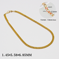 Nouveau Collier Homme Chaîne Maille Cubaine Plaqué Or 18K 5,5 mm avec Fermoir Bouton Croisé Style Miami Sportif Massif pour Usage Quotidien