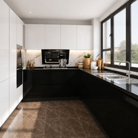 Îlot de cuisine moderne modulaire personnalisable en gros avec évier pour appartement, écologique