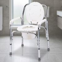 Chaise de toilette d'hôpital de luxe en aluminium, dossier haut, hauteur réglable, poignée, capacité 100 kg, 21x20,5 cm, Classe I, pour personnes âgées