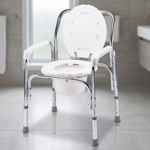 Chaise de toilette hospitalière de luxe en aluminium avec dossier haut, hauteur réglable, poignée, capacité 100 kg, 21x20,5 cm, pour personnes âgées et handicapées - Product Image 3