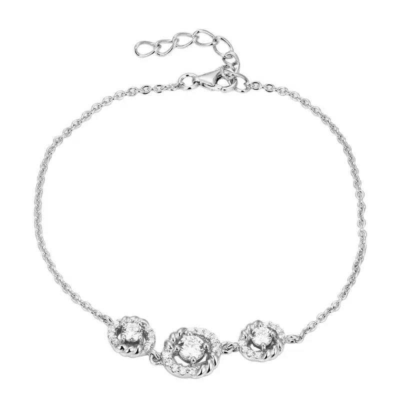 wholesale Custom Jewelry Designer Silver Bracelet with Rhodium Plating Charm Women Ajustable Silver 925 Bracelets