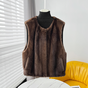 Chaleco de piel de visón de lujo al por mayor, Chaleco corto de invierno para mujer, chaleco informal de estilo barato al por mayor - Product Image 2