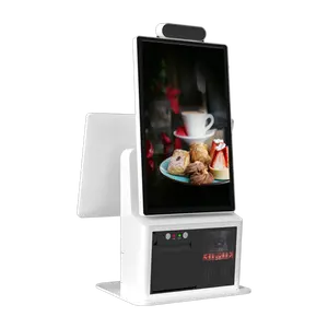 Dokunmatik ekran kendini sipariş sistemi Kiosk restoran, dükkanlar için çift Pc taraflı makine otel Self-Service nakitsiz Pos ödeme