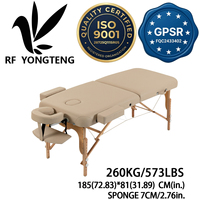 Table de massage en bois de hêtre blanc crème |   185x81cm Double pliage extra large pour spa et hôtel