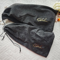 Sac à chaussures de luxe en velours doux imprimé avec logo personnalisé, sac cadeau à anneau unique, sac de rangement souple pour lingerie et accessoires capillaires