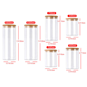 Frascos ecológicos de 5 piezas, juego de contenedores de comida de vidrio para almacenamiento de cocina con tapas de bambú seguras en horno microondas, venta en línea - Product Image 5