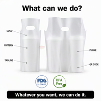 Sac de transport en plastique imprimé avec logo personnalisé, en PE dépoli, avec poignée découpée, pour gobelets à emporter (thé au lait), vente en gros