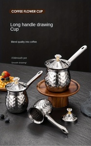 Cafetera desechable de acero inoxidable grabada martillada Cezve Ibrik tapas plegables turcas estilo árabe griego <span class=keywords><strong>para</strong></span> café - Product Image 3