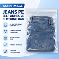 Sacs d'emballage transparents personnalisés en PE autocollants pour vêtements en jean, pour boutiques de détail, e-commerce et vente en gros