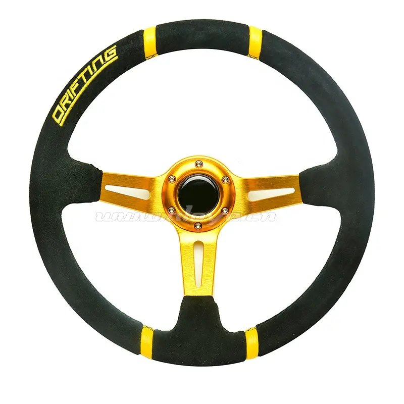 350mm/14 inch OEM Racing Drift Suede Leather Steering Wheel Fit Car and Simulation Racing Game