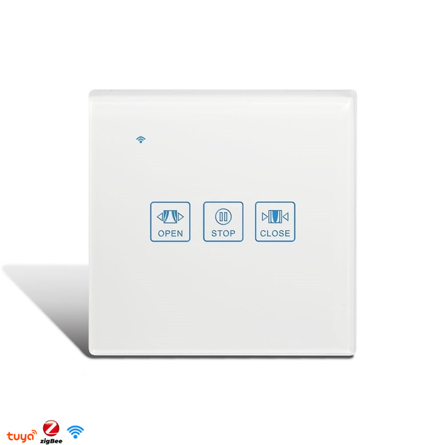 Tuya Smart WiFi Touch Curtain Switch EU Standard Roller Blinder 220V Tempered Glass Alexa Zigbee Smart Home Remote Wall Switches
