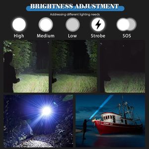 Super Bright High Power USB Rechargeable Type-C LED Hunting Lantern Long Range Tactical Flashlight Adjustable Focus SOS Mode - Product Image 4