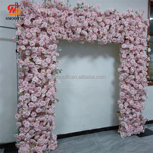 Arche florale en fer lisse pour mariage, décoration de fête, arche de mariage en soie rose artificielle pour photographie - Product Image 6
