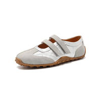 Chaussures plates décontractées Mary Jane pour femmes, antidérapantes, à bout fermé, avec double fermeture velcro, en cuir véritable