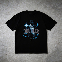 T-shirt imprimé de haute qualité en coton épais, coupe oversize, épaules tombantes, style streetwear, délavé à l'acide, pour hommes