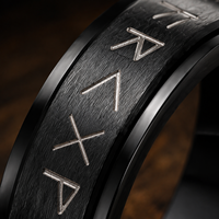 Bague Fidget Spinner JLM Premium en Acier Titane Gravée Runes Viking pour Hommes et Femmes, Bijou Anti-Stress et Anxiété, Style Nordique