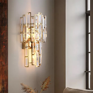 Nouveauté couloir couloir chambre lampe de chevet nordique postmoderne design luxe applique murale en cristal - Product Image 1