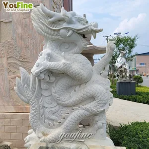 Classical Outdoor Garden White Marble Chinese Dragon Statues