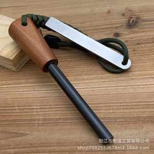 Magnesium Rod <b>Fire</b> Starter Wooden Handle Outdoor Survival Camping <b>Tool</b> <b>Set</b> - Product Image 3