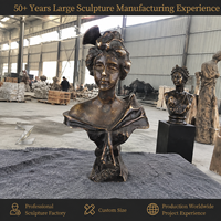 Sculpture de buste féminin en bronze sur mesure, taille réelle, artisanat métallique antique fait main, pour musée, hall d'hôtel, durable, livraison directe d'usine