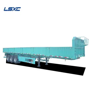 厂家直销三轴40英尺平板卡车拖车40英尺平板半挂车侧壁半挂车运输用