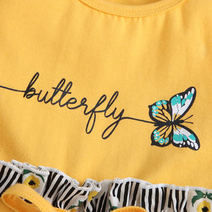 Vestido de Verano 2022 para Niñas, Tipo Chaleco, Estampado, con Rayas y Pliegues - Product Image 3