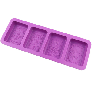 Molde de Silicona para Pasteles de Diseño Tradicional Rectangular de 4 Cavidades, Muestras Gratis de Fábrica de Repostería, Moldes de Silicona para Velas, Moldes para Hacer Jabón - Product Image 5