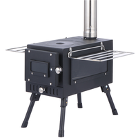 Fourneau pliable en acier au carbone portable, design moderne multifonctionnel pour brûler du bois et du charbon de bois, pour le camping en plein air