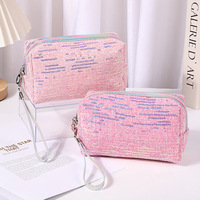 Sacs à cosmétiques écologiques personnalisés pour femmes Pochette à maquillage de voyage à paillettes avec fermeture à glissière Trousse de maquillage dame réutilisable pour les voyages