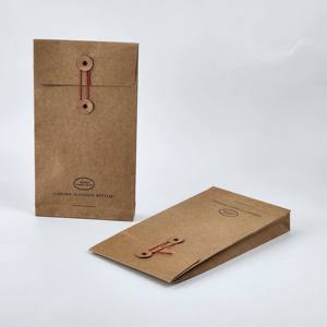 Enveloppe en papier <span class=keywords><strong>kraft</strong></span> écologique personnalisée avec fermeture à bouton et cordon - Product Image 5