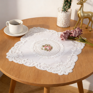 Set de table en dentelle rétro, sets de table brodés, napperons en crochet <span class=keywords><strong>français</strong></span>, dessous de verre, sous-tasses pour la maison, mariage - Product Image 1
