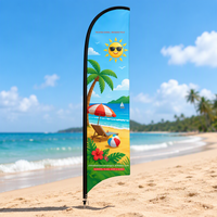 Drapeau publicitaire en tissu imprimé sur mesure pour l'extérieur, avec mât en fibre de verre, résistant au vent, pour la plage et la promotion