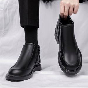 Wholesale Black Men's Waterproof Fashionable High Top Short Office Work Boots Rubber Upper Anti-slippery Breathable Slip-On - Product Image 5