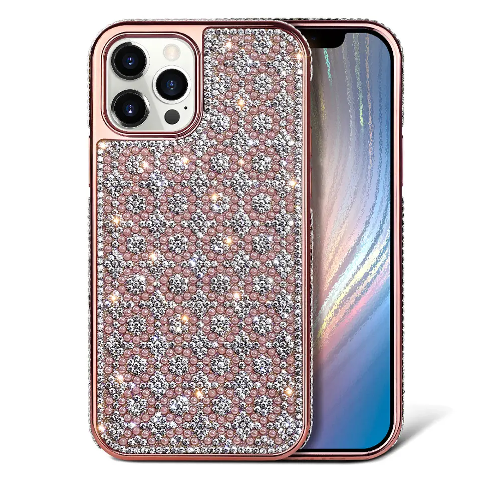 Luxury Plating Rose Gold Bling Glitter Case for iPhone 11 12 Pro Max Diamond Glitter xr Phone Case