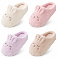 Pantoufles douillettes en peluche lapin mignon, doublure polaire douce, semelle EVA antidérapante, chaussures d'intérieur