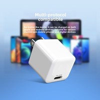 Chargeur rapide PD 20W en nitrure de gallium (GaN) Type-C à port unique, ignifuge, multi-protection, entrée 110~240V, pour téléphones Android
