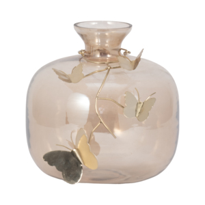 Vaso in vetro con ghirlanda di farfalle, moderno vaso decorativo per fiori, per soggiorno, camera da letto, ufficio, decorazioni per la casa - Product Image 1