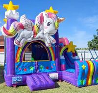 Maison gonflable de rebond de licorne de divertissement d'intérieur de vente chaude avec le château sautant de glissière pour des enfants