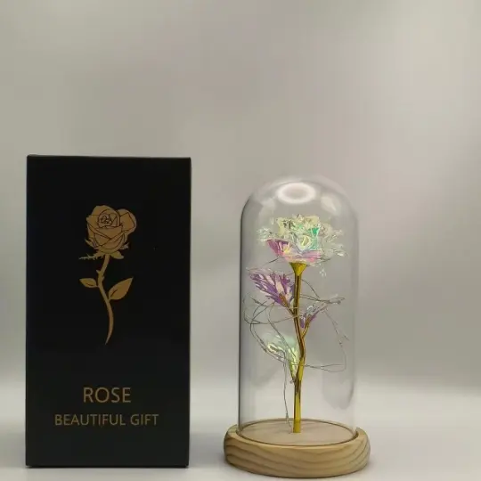 Acryl kuppel mit LED-Lichterketten Künstliche Blume in Glaskuppel für Valentinstag geschenk