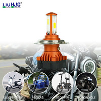 Phare de moto LiuHJG 3 côtés H4 Ba20d P15d Cob 6led en alliage d'aluminium 12V-80V, faisceau haut/bas blanc, lampe LED